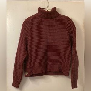 Súper Cute Madewell Burgundy Buttons Turtle Neck Cotton Sweater Size S